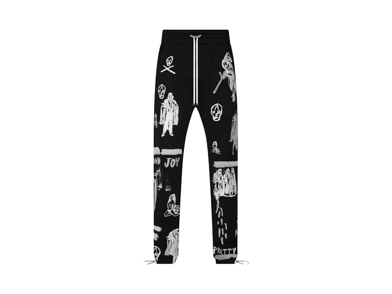 Pre-owned Amiri Men's  X Wes Lang Embroidered Sweatpants In Black